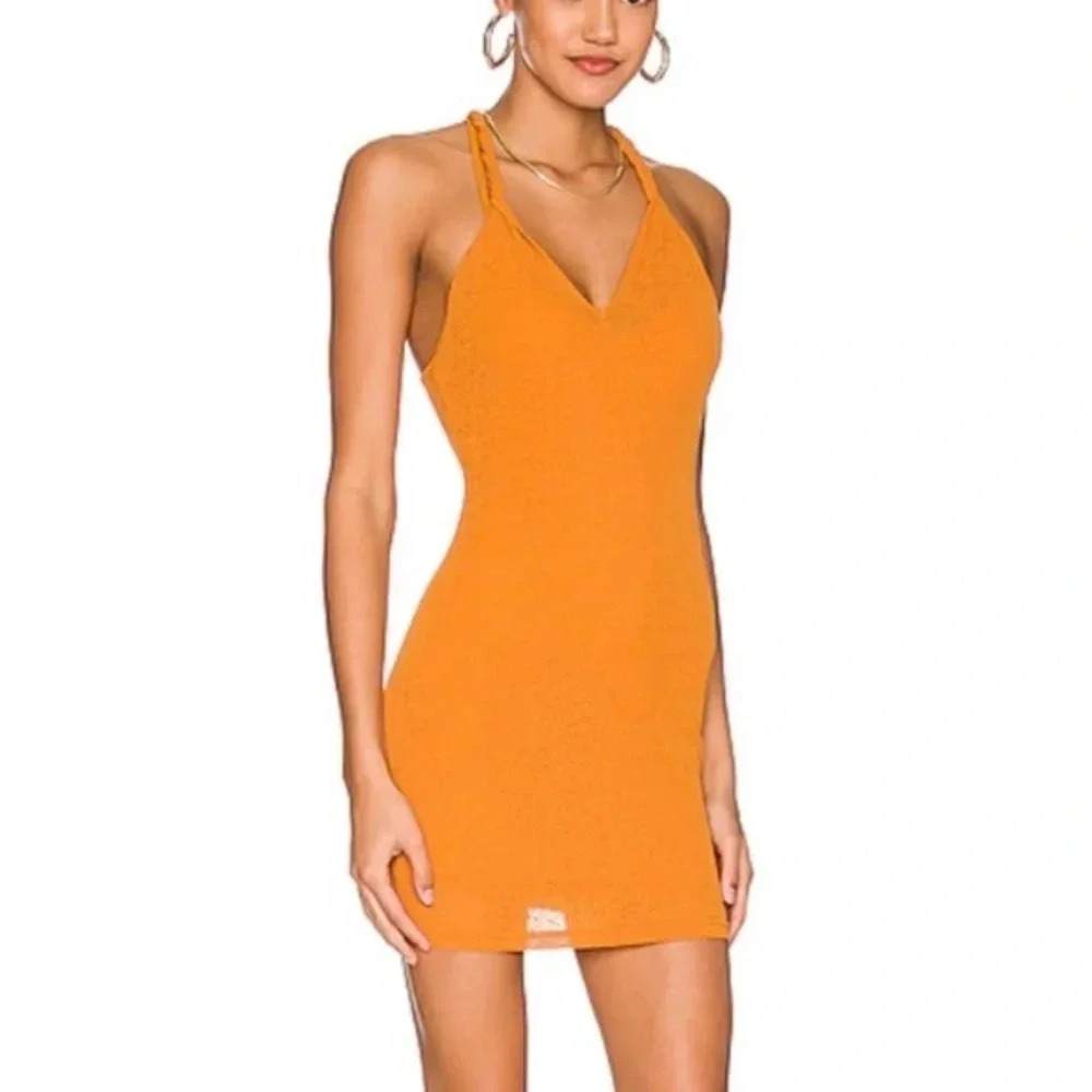 NWT Superdown Revolve Mini Orange Dress Knit Lightweight Small S Lily New Soft - Picture 2 of 5